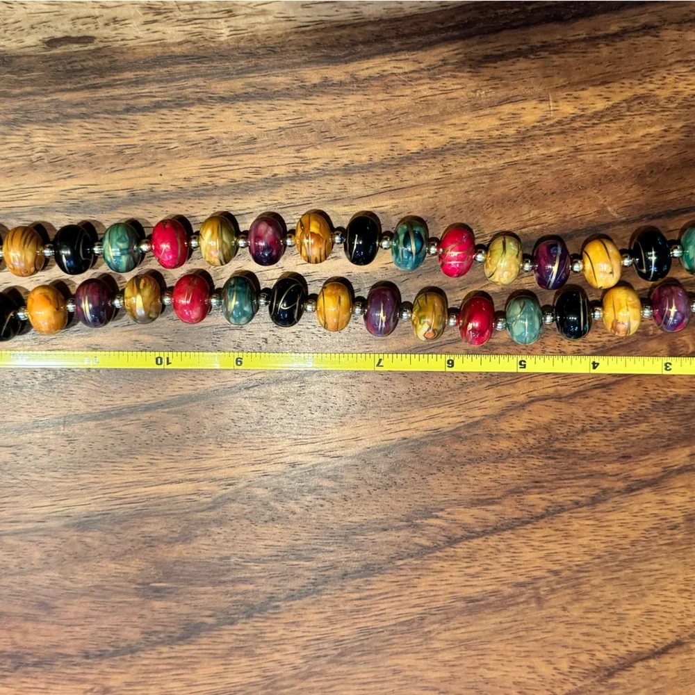 Vintage bead necklace SIGNED Painted wooden beads! Rare.HIGH END STYLE Mint con… - Picture 10 of 10